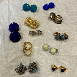 Vintage Clip on earrings. Set of 11 pair.